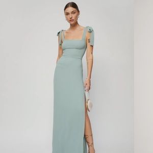 NWT Reformation Celadon Green Westerly Tie Strap Maxi Dress Size 8